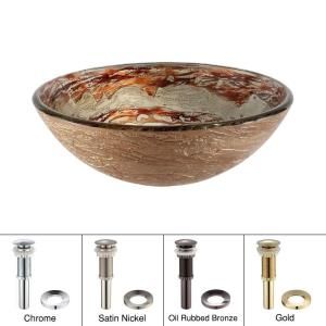 KRAUS Glass Vessel Sink in Ares with Pop up Drain and Mounting Ring in Oil Rubbed Bronze GV 651 ORB