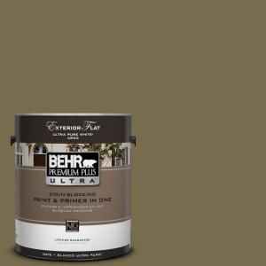 BEHR Premium Plus Ultra 1 Gal. #PPU8 1 Olive Flat Exterior Paint 485301
