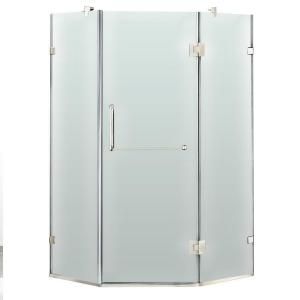 Vigo 36 in. x 73 in. Frameless Neo Angle Left Shower Enclosure in Chrome with Frosted Glass VG6062CHMT38L