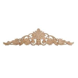 American Pro Decor 3 7/8 in. x 16 1/8 in. x 1/2 in. Unfinished Hand Carved North American Solid Red Oak Wood Onlay Grape Vine Wood Applique 5APD10398