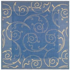 Safavieh Courtyard Blue/Natural 6.6 ft. x 6.6 ft. Square Area Rug CY2665 3103 7SQ