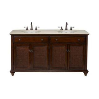 Home Decorators Collection Ansley 60 in. W Double Bath Vanity in Walnut with Stone Vanity Top in Cream DISCONTINUED 1127200820