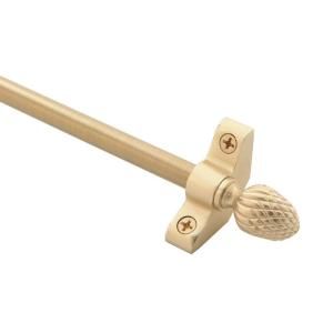 Zoroufy Plated Inspiration Collection Tubular 48 in. x 3/8 in. Brushed Brass Finish Stair Rod Set with Pineapple Finials 15886