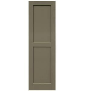 Winworks Wood Composite 15 in. x 50 in. Contemporary Flat Panel Shutters Pair #660 Weathered Shingle 61550660