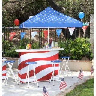 Best of Times Patriotic All Weather 6 Piece L Shaped Patio Bar Set with 6 ft. Umbrella 2003W1301