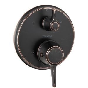 Hansgrohe Metris C 2 Handle Thermostatic Valve Trim Kit with Volume Control and Diverter in Rubbed Bronze (Valve Not Included) 15753921