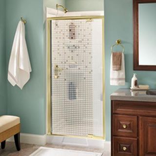 Delta Panache 36 in. x 66 in. Pivot Shower Door in Polished Brass with Frameless Mozaic Glass 159338
