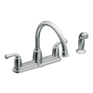 MOEN Banbury 2 Handle Side Sprayer Kitchen Faucet in Chrome CA87553