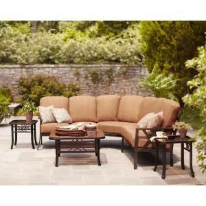 Hampton Bay Cedarvale 4 Piece Patio Sectional Seating Set with Nutmeg Cushions 133 008 4SS