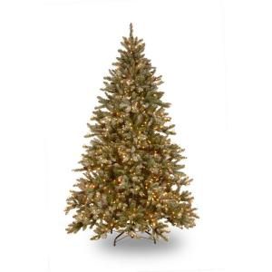 Martha Stewart Living 9 ft. Pre Lit Snowy Fir Hinged Artificial Christmas Tree with Clear Lights SR1 309E 90X