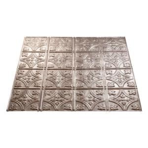Fasade 4 ft. x 8 ft. Traditional 1 Cross Hatch Silver Wall Panel S50 21