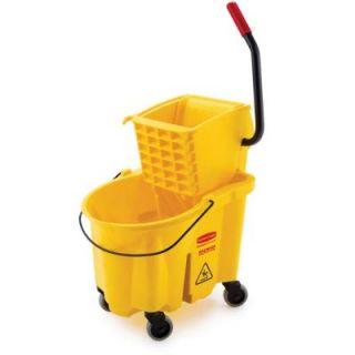 Rubbermaid Commercial Products 26 qt. WaveBrake Mop Bucket and Side Press Wringer Combo DISCONTINUED FG7480 18 YEL