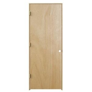 JELD WEN Woodgrain Flush Unfinished Hardwood Split Jamb Prehung Interior Door THDJW160700266