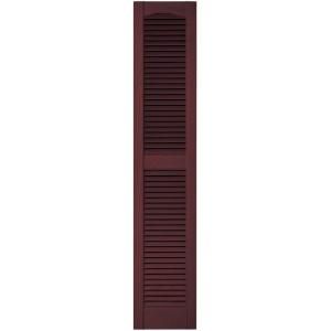 Builders Edge 12 in. x 60 in. Louvered Vinyl Exterior Shutters Pair in #167 Bordeaux 010120060167