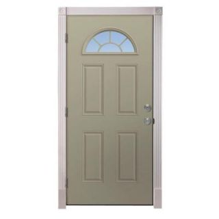 JELD WEN Fan Lite Painted Steel Entry Door with Brickmould THDJW184500012