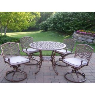 Oakland Living Mississippi Cast Aluminum 5 Piece Swivel Patio Dining Set with Cushions 2011 2104 9 AB