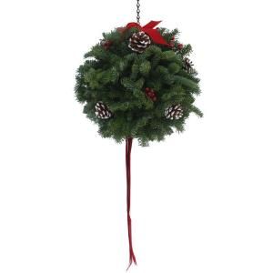 Worcester Wreath 12 in. Classic Christmas Fresh Balsam Kissing Ball Arrangement  Sold Out for the Season   DISCONTINUED CB01 WK7