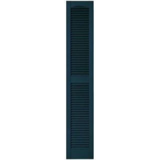 Builders Edge 12 in. x 67 in. Louvered Vinyl Exterior Shutters Pair in #166 Midnight Blue 010120067166