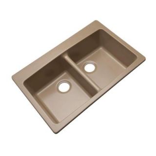 Mont Blanc Waterbrook Dual Mount Composite Granite 33x22x9 0 Hole Double Bowl Kitchen Sink in Beige 79011Q