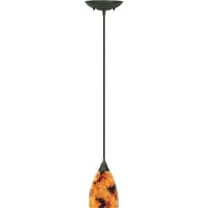 Westinghouse 1 Light Oil Rubbed Bronze Adjustable Interior Mini Pendant with Fire Storm Shade 6738400