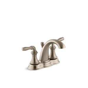 KOHLER Devonshire 4 in. 2 Handle Low Arc Bathroom Faucet in Vibrant Brushed Bronze K 393 N4 BV