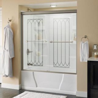 Delta Crestfield 59 3/8 in. x 56 1/2 in. Sliding Bypass Tub Door in Brushed Nickel with Frameless Mila Glass 159011