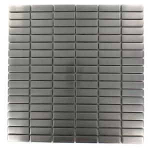 Splashback Tile Stainless Steel Stacked Pattern 12 in. x 12 in. x 8 mm Metal Mosaic Floor and Wall Tile (1 sq. ft.) STAINLESS STEEL .5 X 2 METAL STACKED