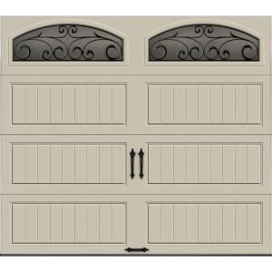 Clopay Gallery Collection 8 ft. x 7 ft. 6.5 R Value Insulated Desert Tan Garage Door with Wrought Iron Window GR1LP_RT_WIA2
