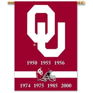 BSI Products NCAA 28 in. x 40 in. Oklahoma Champ Years 2 Sided Banner with Pole Sleeve 96219