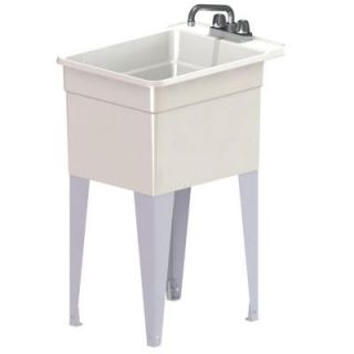 MUSTEE Utilatub Combo 24 in. x 18 in. Polypropylene Floor Mounted Laundry Tub in White 21CP
