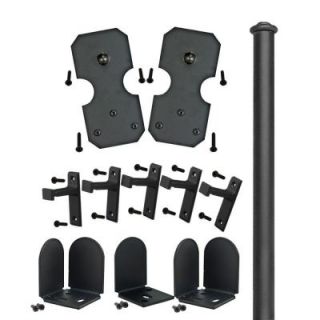 Quiet Glide 3/4 in.   1 1/2 in. Notched Rectangle Black Rolling Door Hardware Kit QG1310NR08