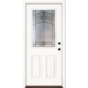 Feather River Doors Rochester Patina Half Lite Primed Smooth Fiberglass Entry Door 873170