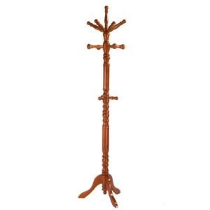 Frenchi Home Furnishing 12 Hook Traditional Spinning Top Wooden Coat Rack in Oak JW302 O