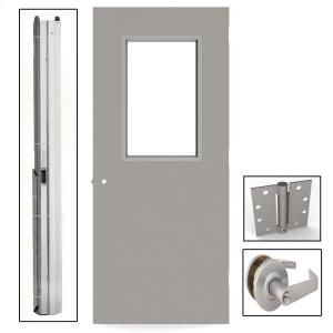L.I.F Industries 36 in. x 80 in. Vision 1/2 Lite Left Hand Door Unit with Knockdown Frame UKHG3680L