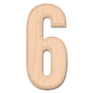 Design Craft MIllworks 8 in. Pine Wood Number (6) 47212