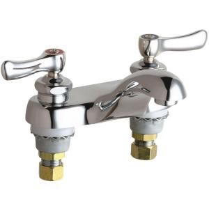 Chicago Faucets 4 in. Centerset 2 Handle Low Arc Bathroom Faucet in Chrome with Lever Handles 802 ABCP