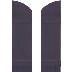 Builders Edge 14 in. x 45 in. Board N Batten Shutters Pair, Four Boards Joined with Arch Top #285 Plum 090140045285