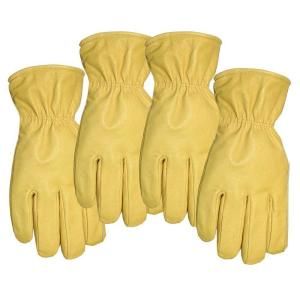 Midwest Quality Gloves Mens Large Premium Grade Unlined Pigskin Leather Gloves 4 Pair Pack 660PO4 L HC 1