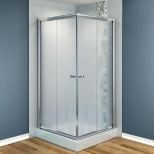MAAX Centric 36 in. x 36 in. x 70 in. Frameless Corner Shower Door Frost Glass in Chrome Finish 137562 986 084 000