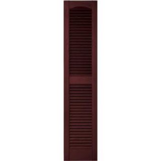 Builders Edge 12 in. x 55 in. Louvered Vinyl Exterior Shutters Pair in #078 Wineberry 010120055078