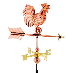 Good Directions Polished Copper Rooster Garden Weathervane with Roof Mount 802PR