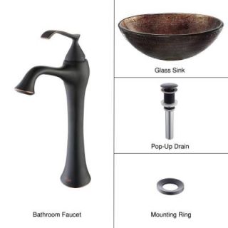 KRAUS Vessel Sink in Copper Illusion with Ventus Faucet in Oil Rubbed Bronze C GV 580 12mm 15000ORB