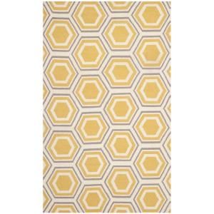 Safavieh Dhurries Ivory/Yellow 4 ft. x 6 ft. Area Rug DHU202A 4