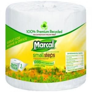 Marcal 1 Ply White 4.5 x 4 Sheet Bath Tissue (1000 Sheets/Roll) MAC 4415