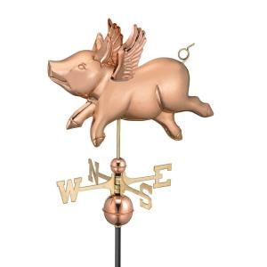 Good Directions Polished Copper Flying Pig Weathervane 9612P