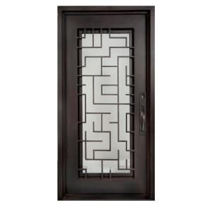 Iron Doors Unlimited Bel Sol Full Lite Painted Oil Rubbed Bronze Decorative Wrought Iron Entry Door IB4098LSLC