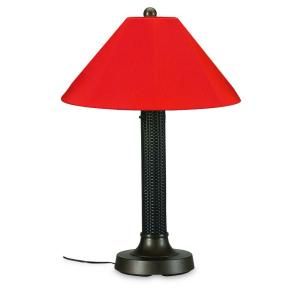Patio Living Concepts Bahama Weave 34 in. Outdoor Dark Mahogany Table Lamp with Melon Shade 35177