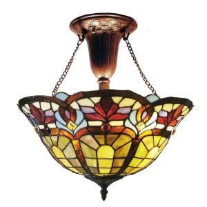 Chloe Lighting Tiffany style Victorian 2 Light Inverted Ceiling Pendant Fixture CH16A31R UPD2