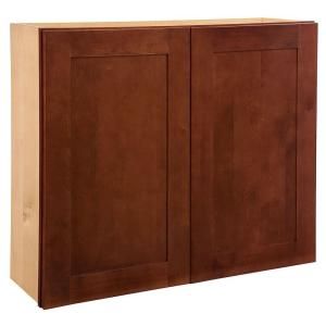 Home Decorators Collection Assembled 30x36x12 in. Wall Double Door Cabinet in Kingsbridge Cabernet W3036 KCB
