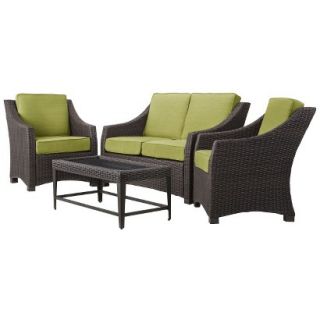 Threshold 4 Piece Lime Green Wicker Patio Furniture Set, Belvedere Collection